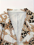 Leopard-Chain Print Damen Anzugset | Doppelreihiger Blazer & Hose